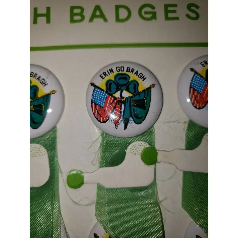 Vintage‎ St Patricks Day Tin Litho Erin Go Bragh Pins Store Display NOS U99